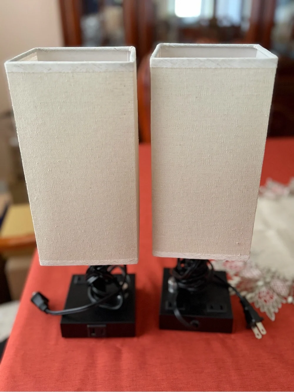 Bedside Table Lamps Set of 2 for Bedroom - Dimmable, USB C+A, 2 AC Outlets